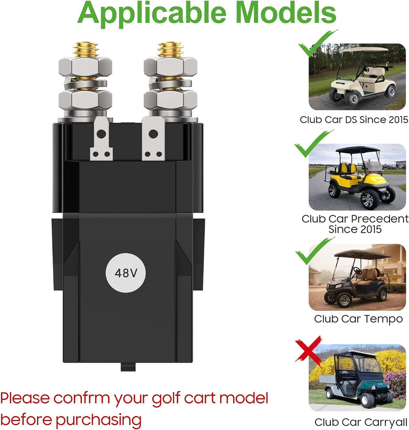 Golf Cart 48V Solenoid Assembly 200A for Club Car DS & Precedent 2015-Up