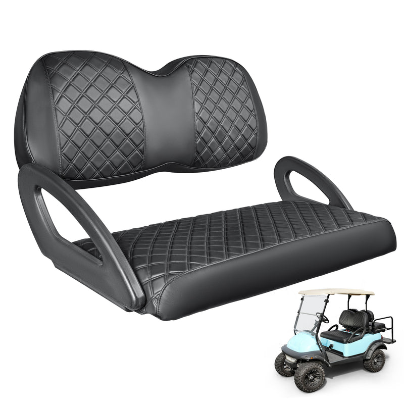 Square pattern golf cart seat cover effect display