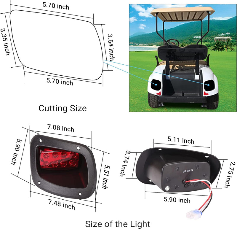 10L0L golf cart tail light size