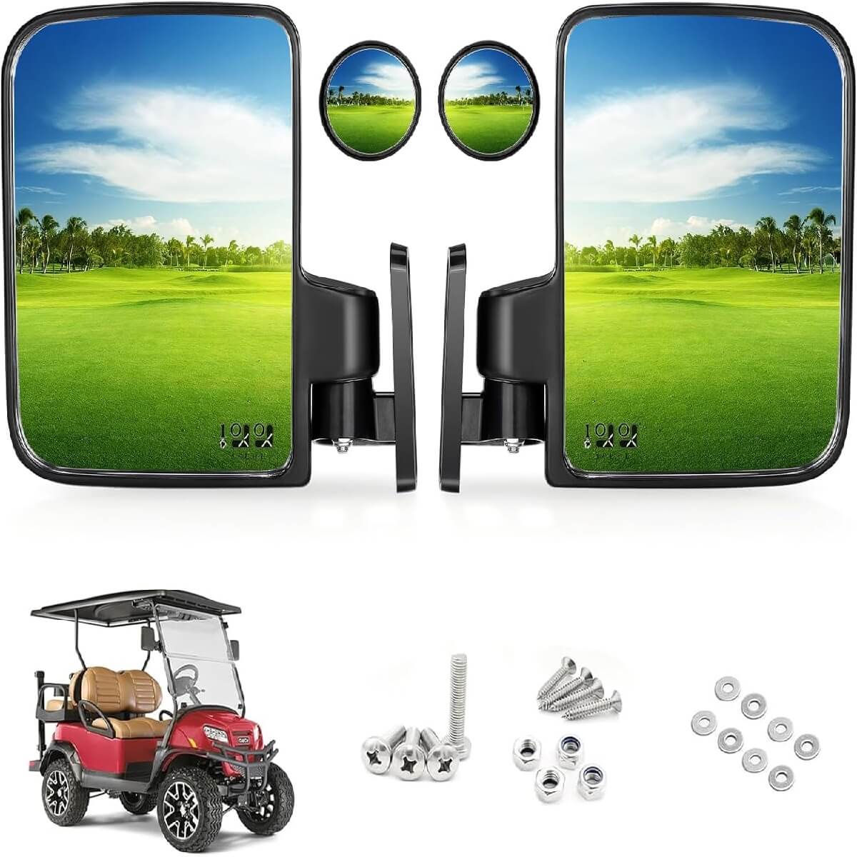 10L0L Golf Cart Side Mirrors with Blind Spot Mirrors