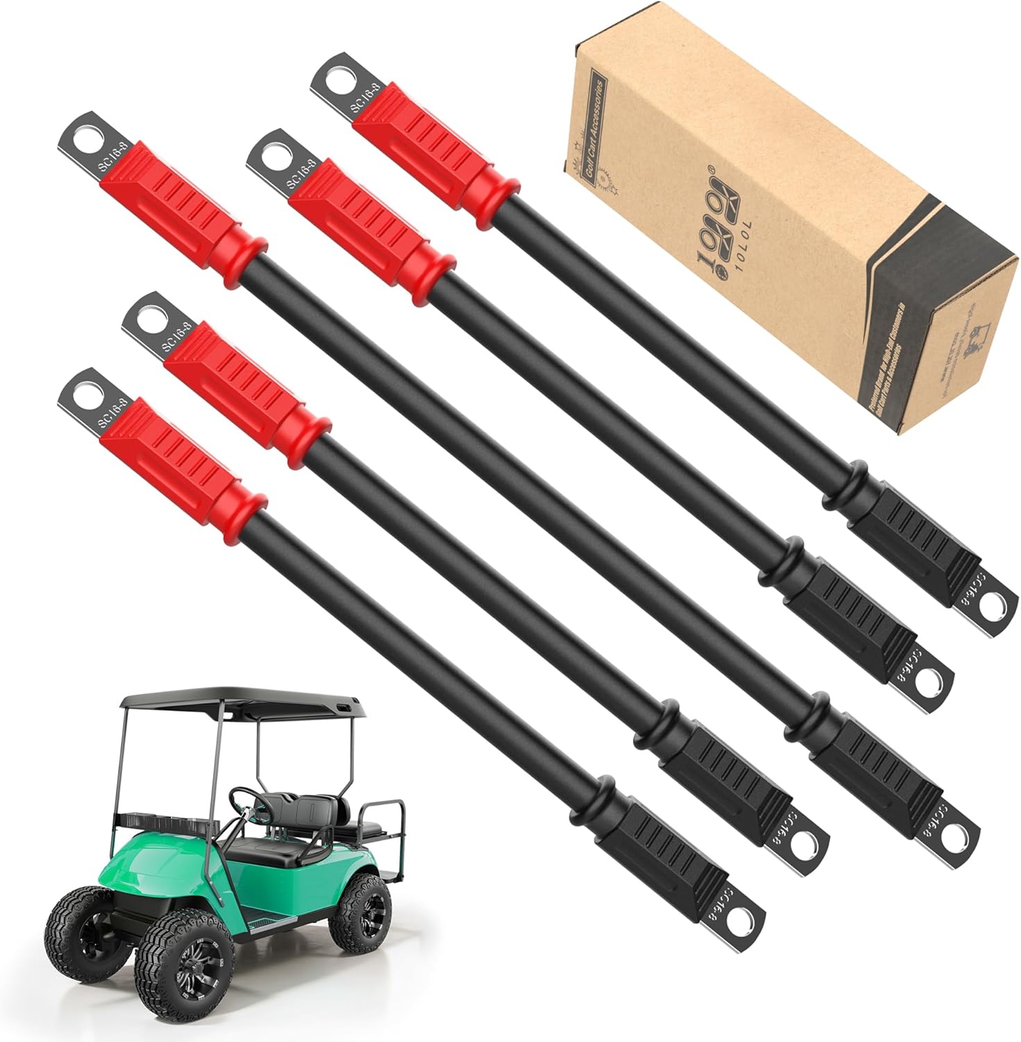 10L0L Golf Cart Battery Cables 4 Gauge for EZGO TXT