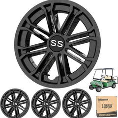 10L0L Golf Cart Wheel Covers Hub Caps Black