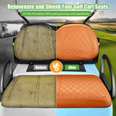 Comparison of old golf cart seats with and without seat covers
