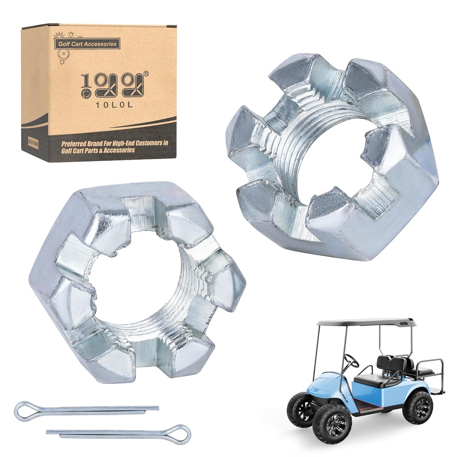 Golf Cart Hexagon Slotted Nut & Pinning for EZGO TXT 1976-Up