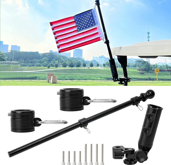 Golf Cart Flag Stand Flagpole Kit with American Flag