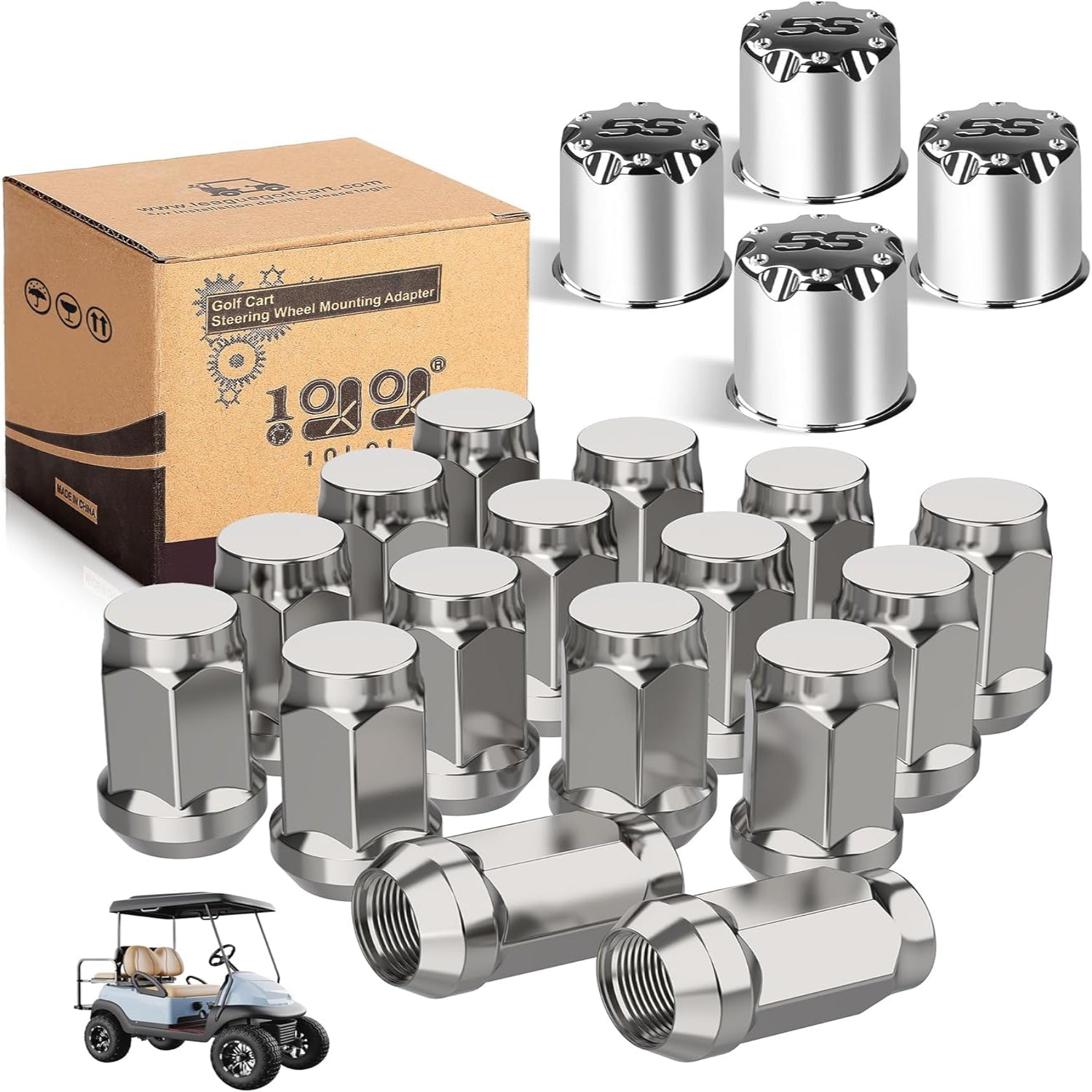 Universal 8, 10, 12-inch golf cart hub caps center hubcap