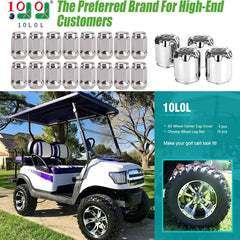 Chrome Golf Cart Center Caps & Lug Nuts Kit