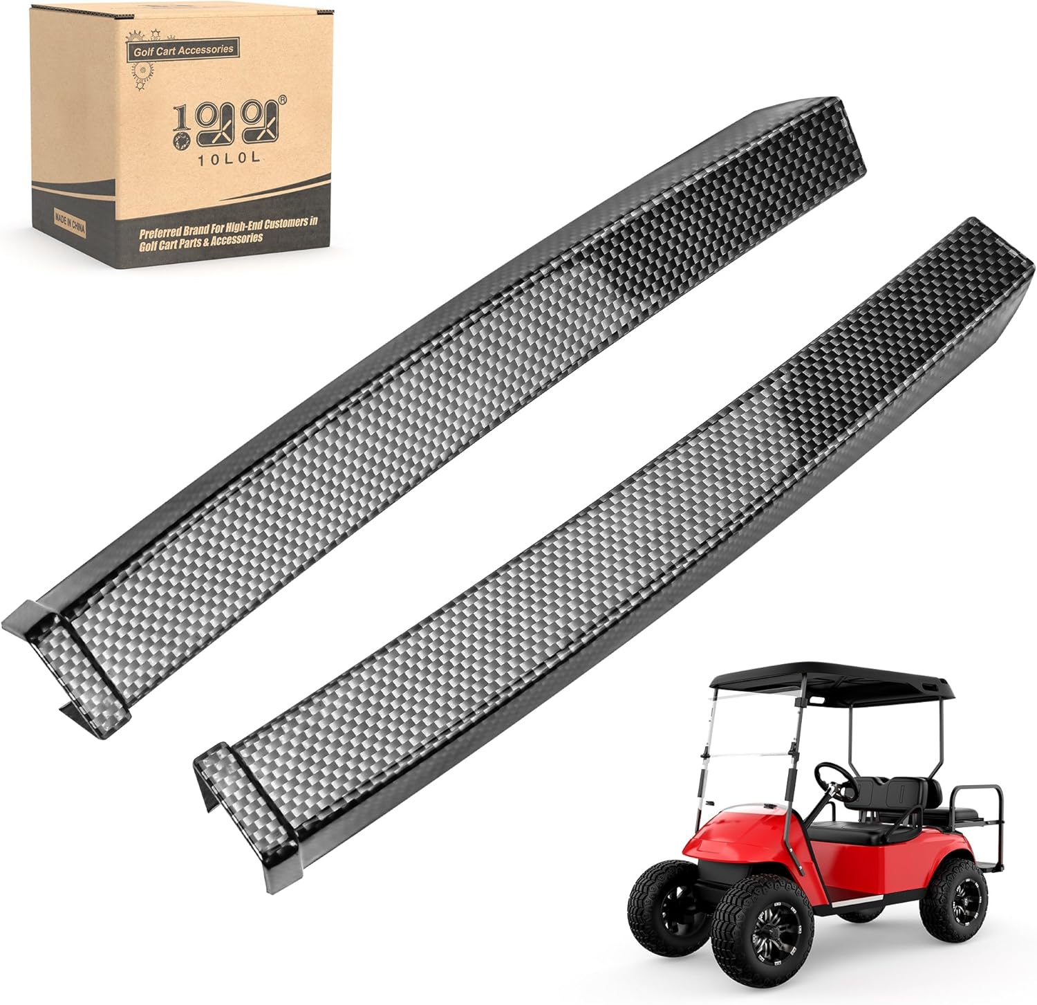 Golf Cart Front Side Guard Set for EZGO TXT (1994-2013) - Carbon Fiber Style