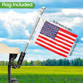 Universal golf cart flag stand flagpole kit with embroidered American flag - 10L0L