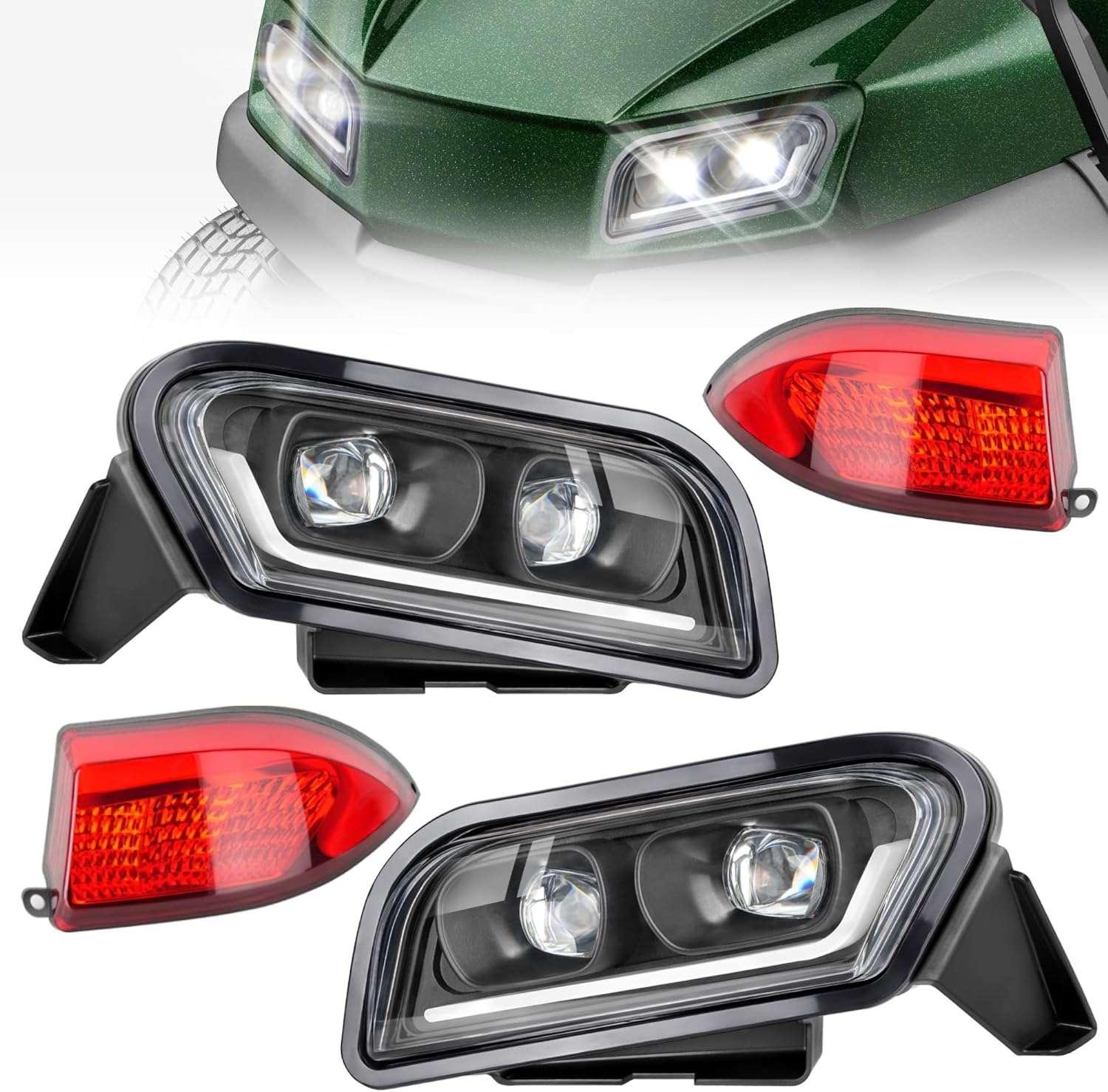 Golf Cart LED Light Kit Deluxe Headlight Kit for Club Car