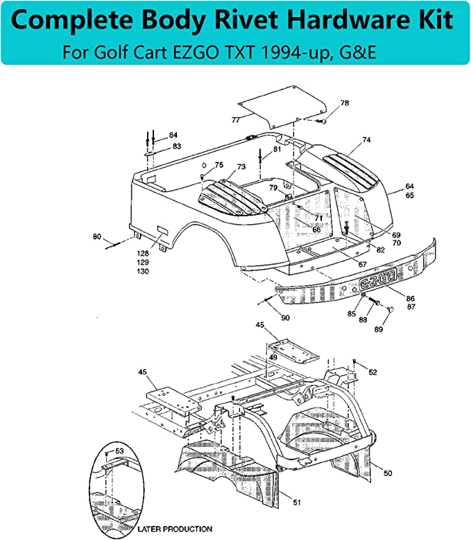 Golf Cart Complete Body Rivet Hardware Kit