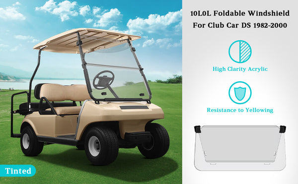 How do you install a folding windshield on a golf cart?