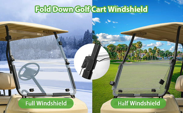 10L0L Folding Golf Cart Windshield Versatility