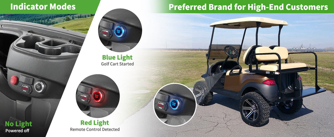 Golf cart one-touch start remote ignition switch