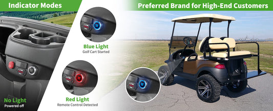 Golf cart one-touch start remote ignition switch