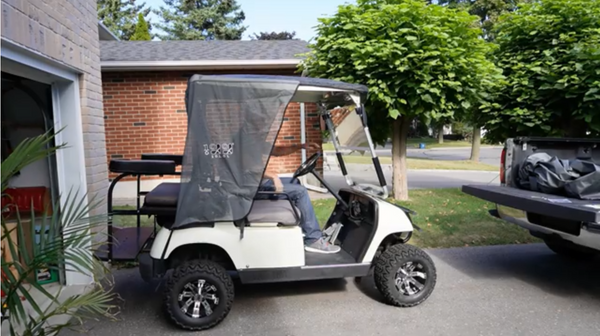 10L0L 2 Passenger Golf Cart Sunshade Cover for Yamaha G29/G22 Installation Show