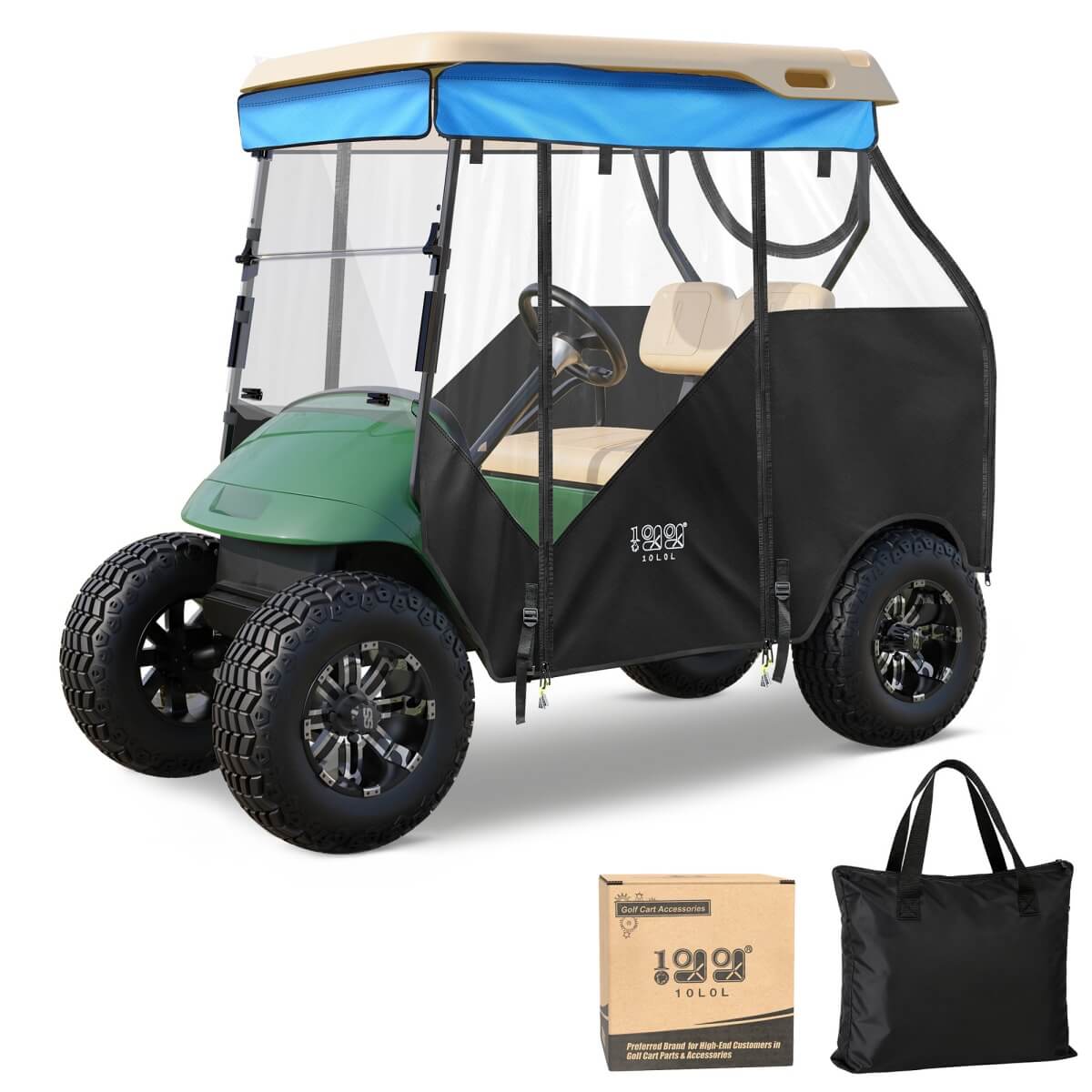 10L0L Track Style Golf Cart Enclosures Blue