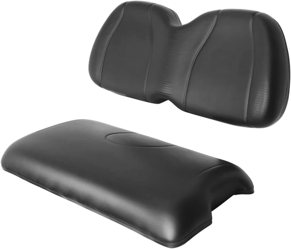 Black golf cart front seat cushion and backrest