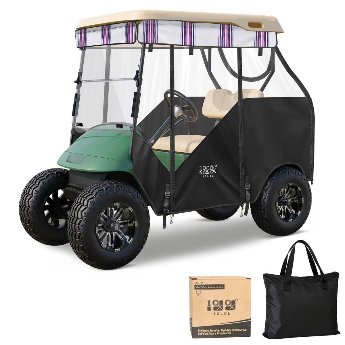 10L0L Track Style Golf Cart Enclosures Colorful