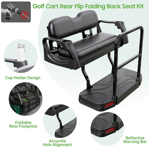 Golf Cart Rear Flip Folding Back Seat Kit
