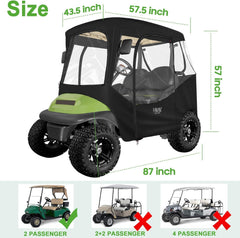 2 Passenger Golf Cart Cover & Enclosure Waterproof for Club Car - 10L0L