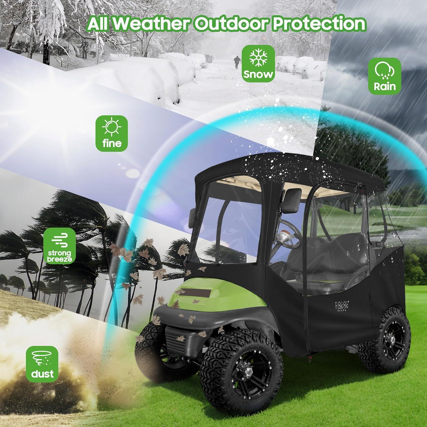 2 Passenger Golf Cart Cover & Enclosure Waterproof for Club Car - 10L0L