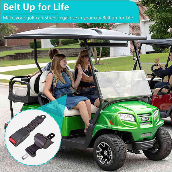 Universal Retractable Front Rear Golf Cart Seat Belt Kit for EZGO, Yamaha, Club Car