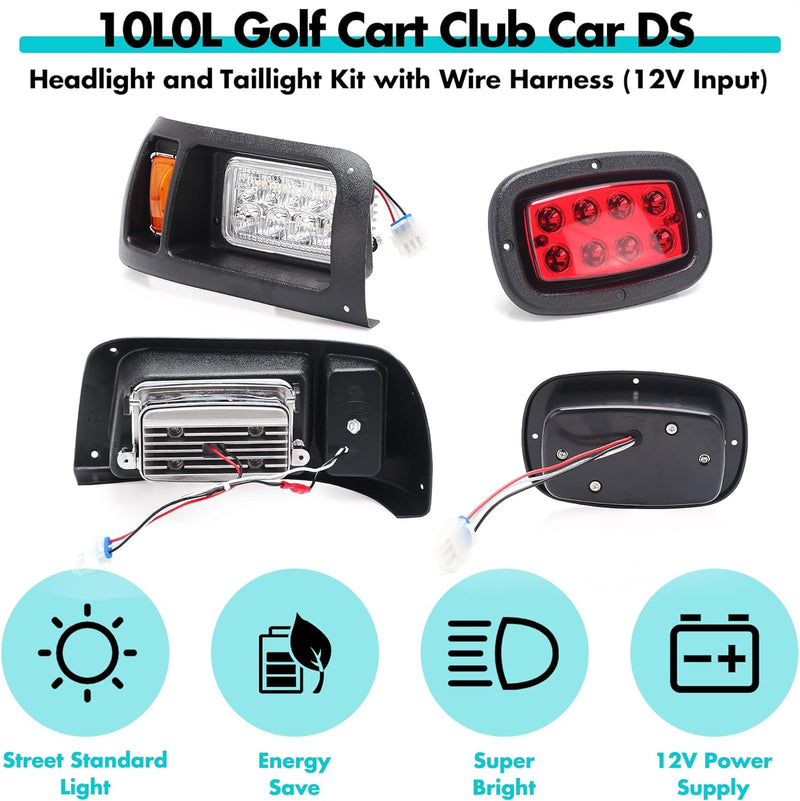 Golf cart LED headlights and taillights for Club Car DS Gas & Electric - 10L0L