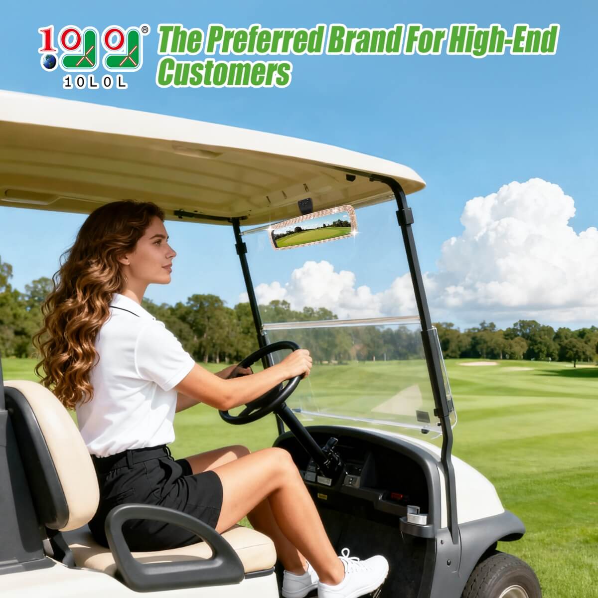 10L0L Bling Rhinestone Golf Cart Mirror