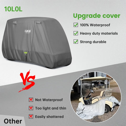 10L0L 2/4/4+2 Passenger Golf Cart Cover Upgrade Extended Roof