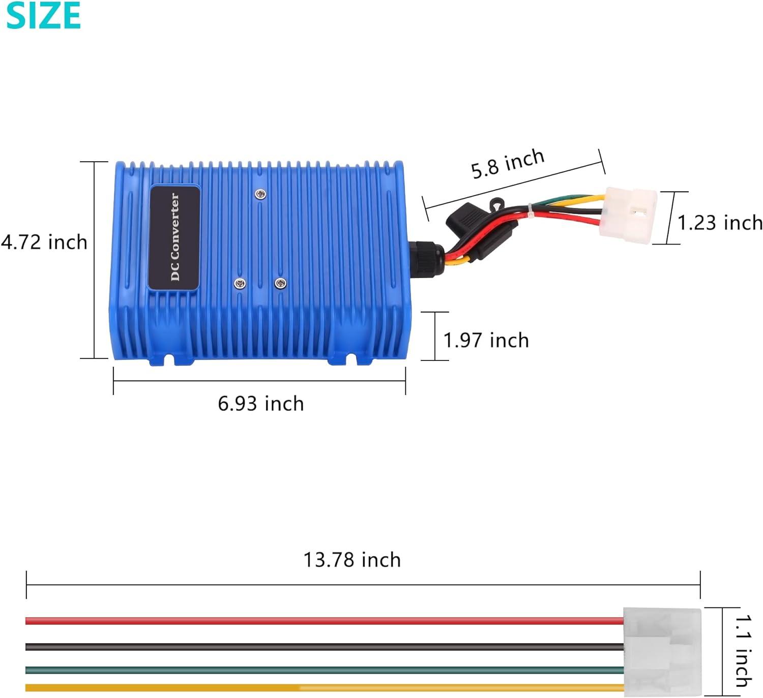 30A Voltage Reducer Converter 36V or 48V to 12V with Dual Power Source for Club Car EZGO 360 Watt - 10L0L