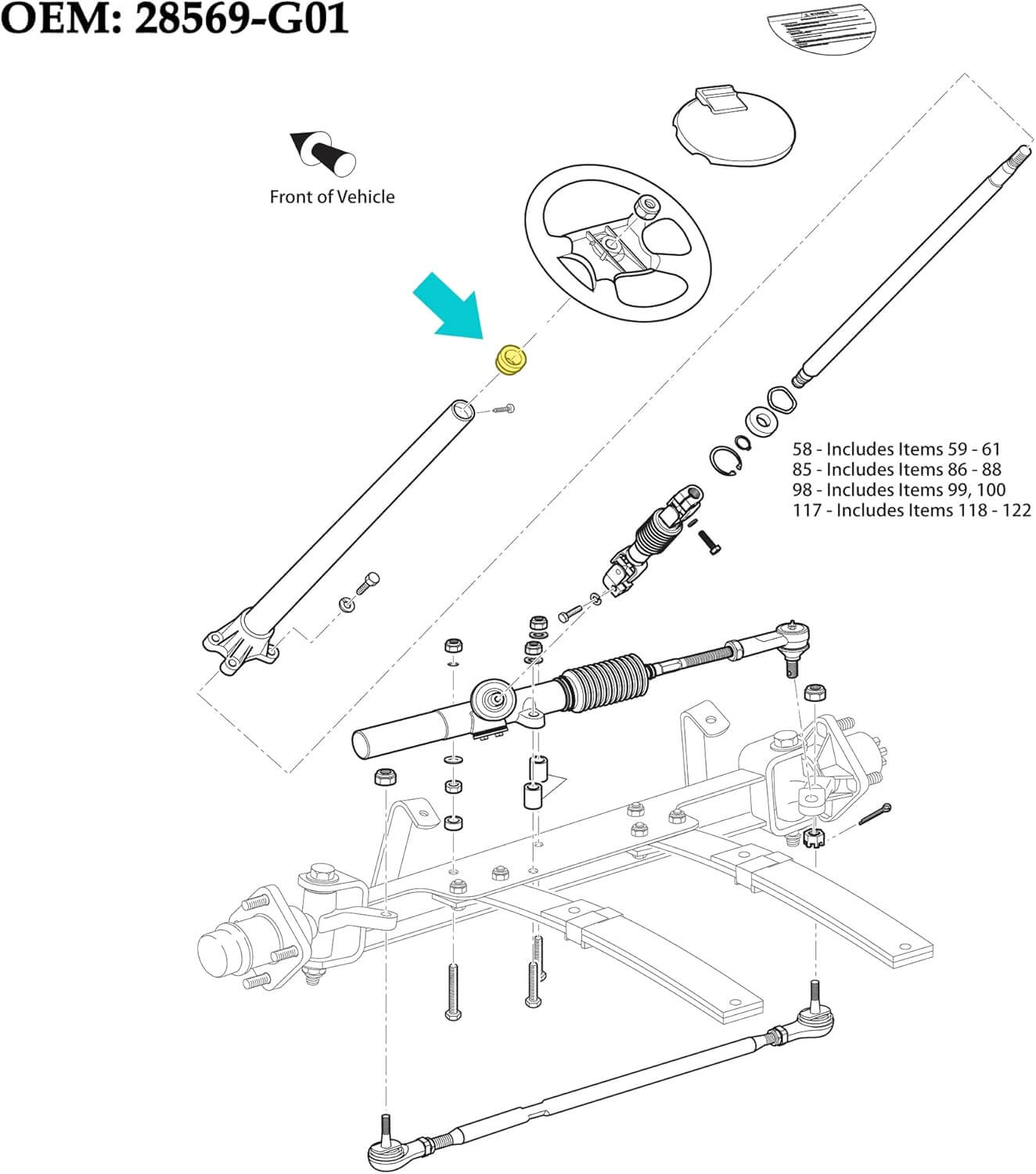 EZGO 2001-up Golf Cart Steering Column Bushing