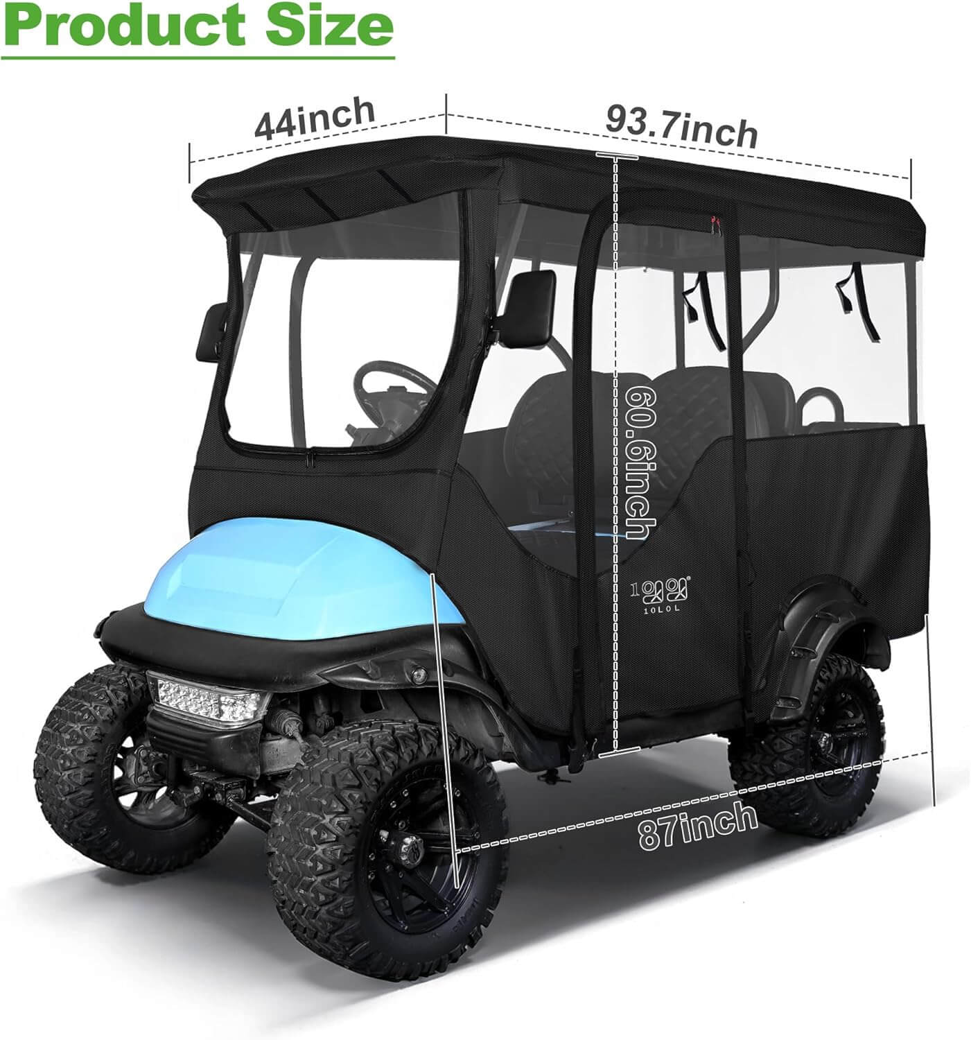 Golf Cart Enclosure Extended Roof 4 Passenger for Yamaha EZGO Club Car - 10L0L