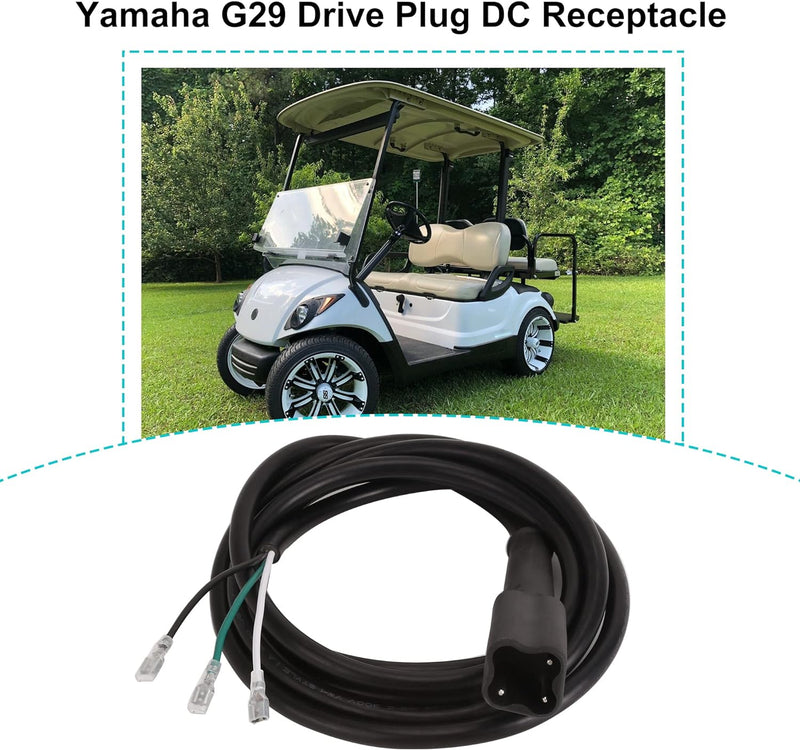 Golf Cart DC Charger Power Receptacle Yamaha G29 Drive 3-Pin Plug with 10ft DC Cord|10L0L