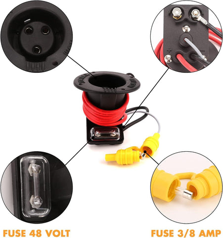 Charger Receptacle and Fuse Assembly for Club Car DS 2000-up 