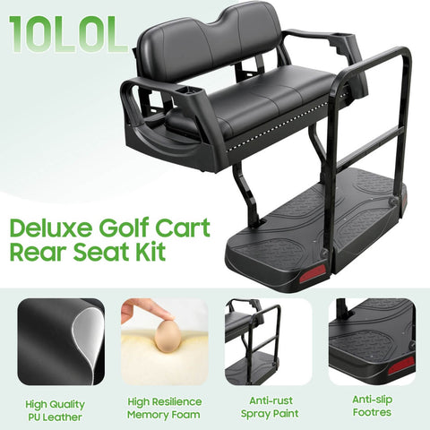 Club Car DS Golf Cart Rear Flip Seat No-Drill Installation