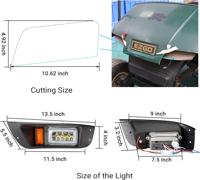 Golf Cart Headlight Deluxe Kit for EZGO TXT Light Kit 1996-2013 - 10L0L