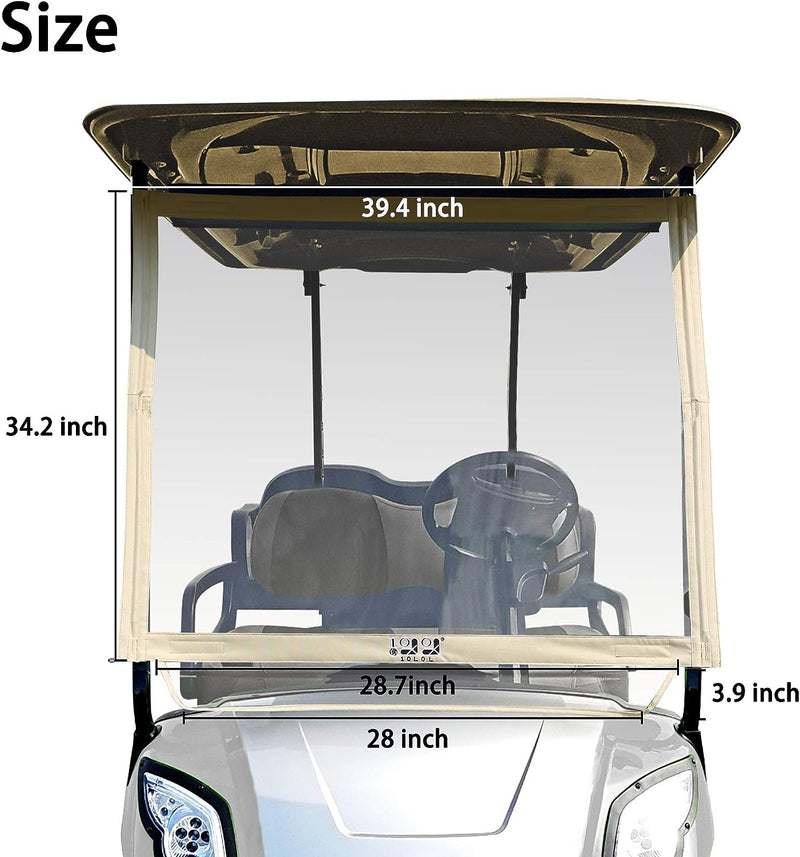 Golf cart portable windshield Size