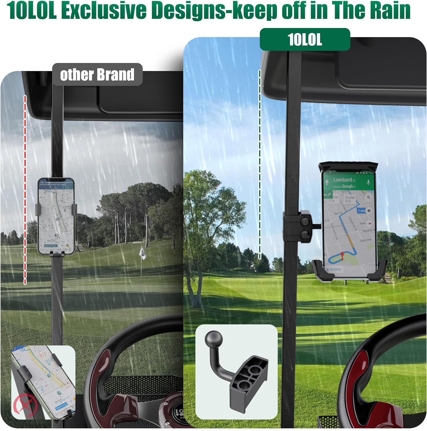 Golf Cart Phone Holder-360° Adjustable - 10L0L