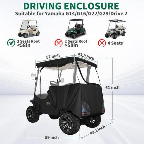 10L0L 2 Passenger Golf Cart Enclosure Size