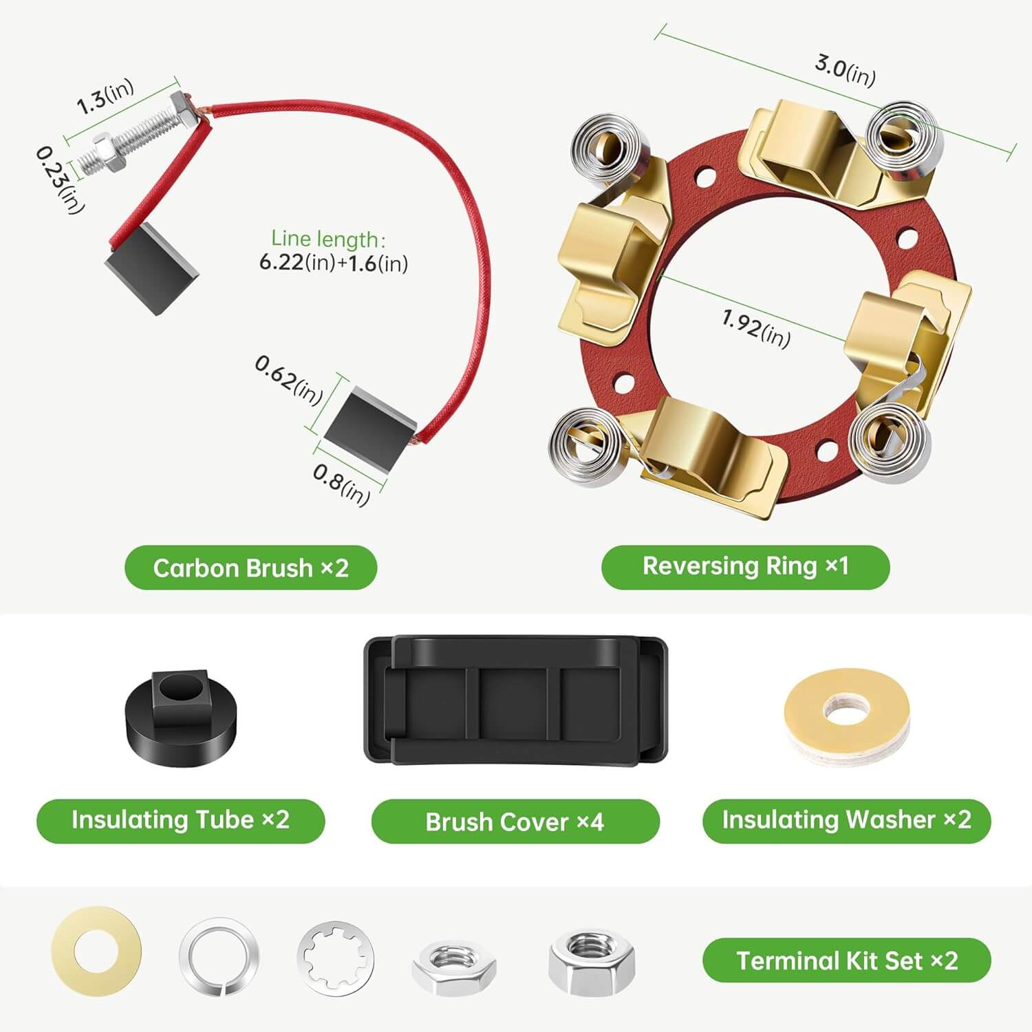 Golf Cart Starter Generator Brush Repair Set for Club Car Precedent 2010-Up - 10L0L