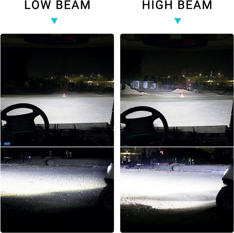 Golf cart high beam and low beam display effect