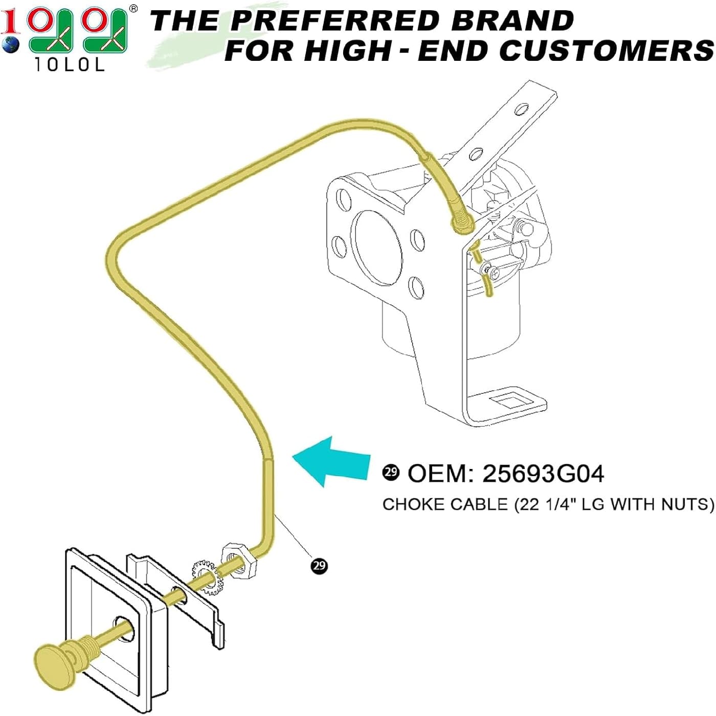 10L0L Choke Control Cable for EZGO TXT & Medalist Golf Carts