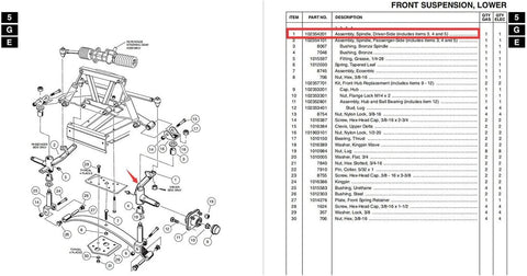 Golf cart steering parts