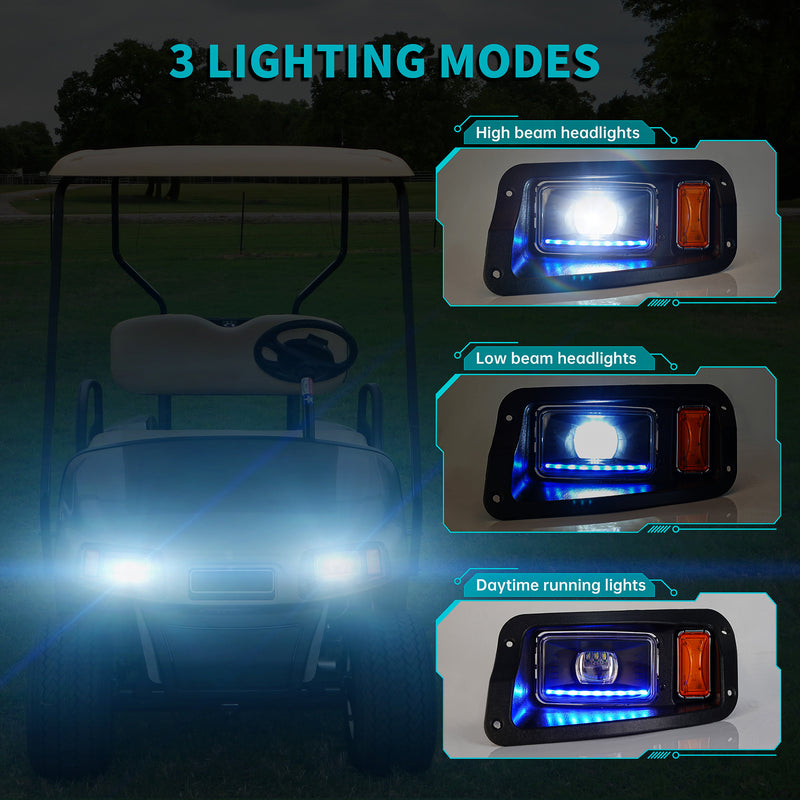 Golf Cart LED Lights with Head, Tail, Turn Signal Kit for EZGO TXT Freedom - 10L0L
