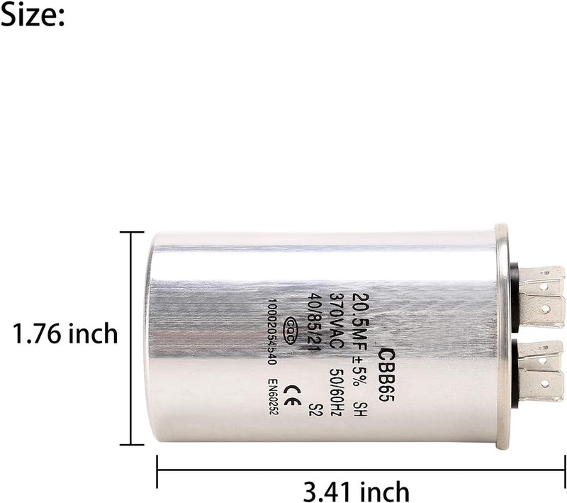 Capacitor 20.5MFD(20MFD) 370VAC for EZGO Club Car Columbia 36 Volt Powerwise or Lester Chargers|10L0L