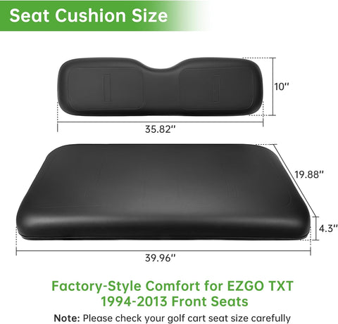 Black EZGO TXT Seats Size