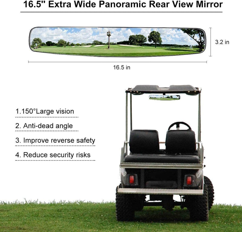 Extra Wide 270 Degree Adjustable Golf Cart Mirrors for EZGO Club Car Yamaha - 10L0L