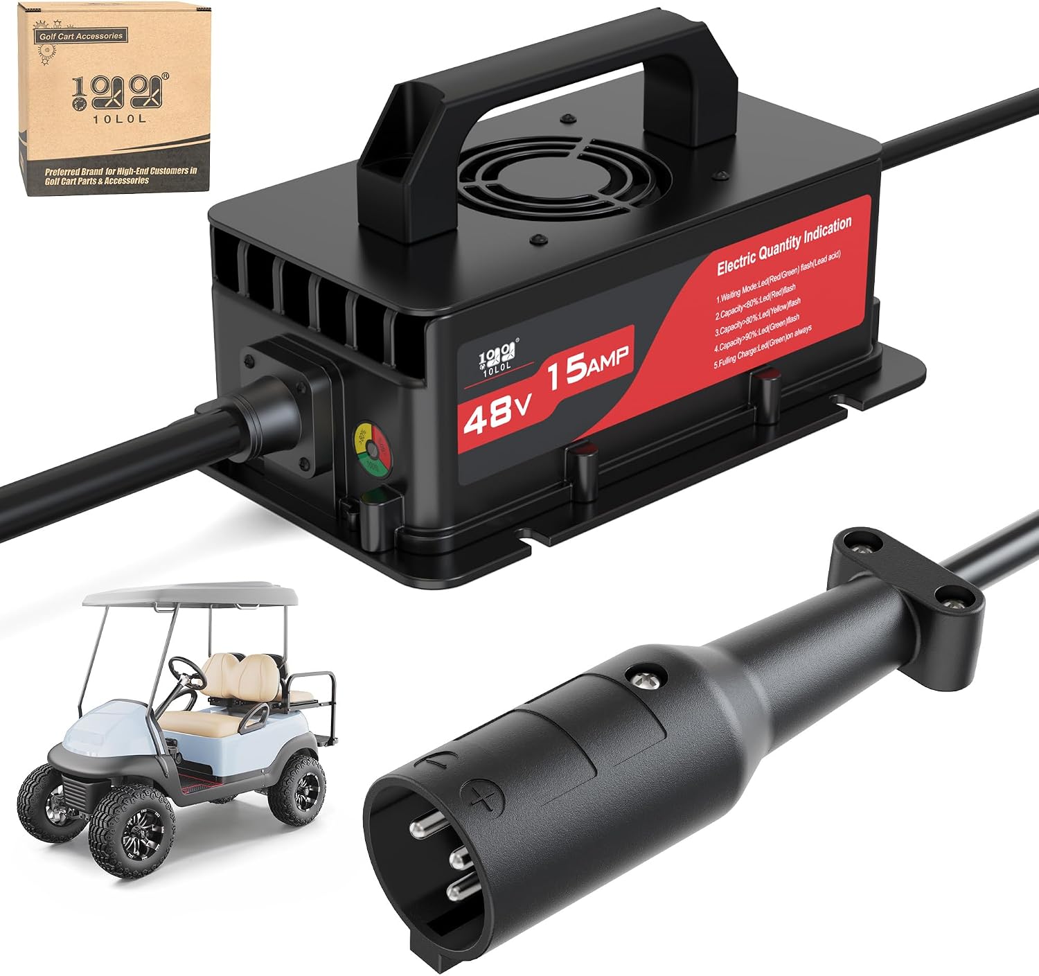 Black 48V Club Car Golf Cart Battery Charger