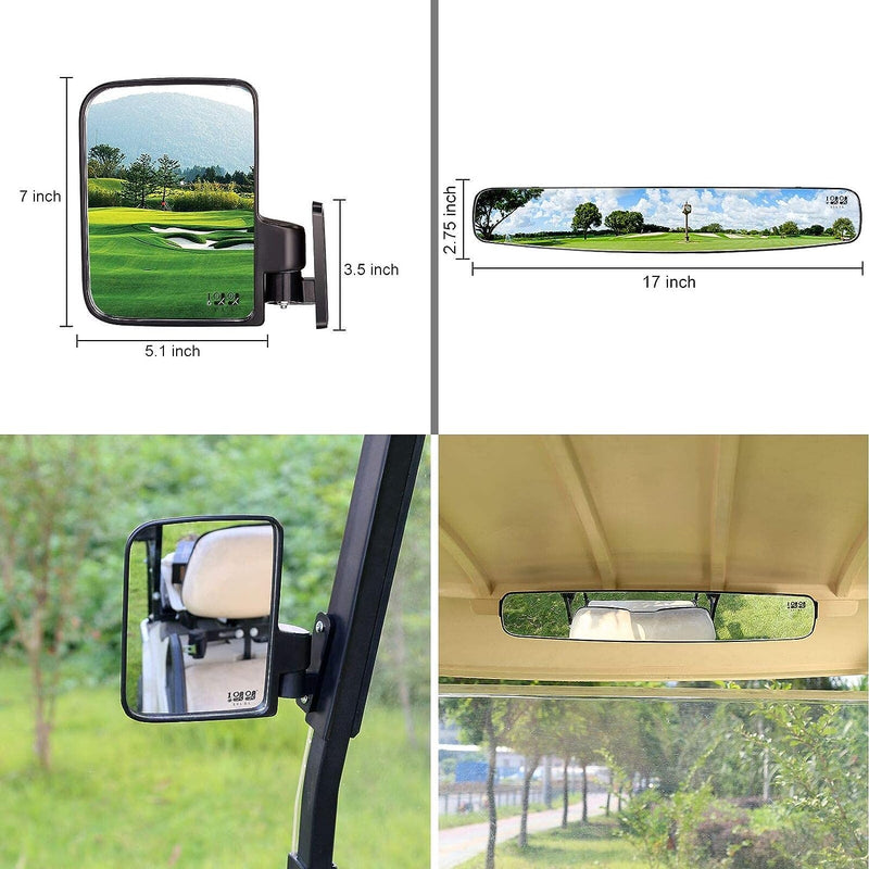 golf cart rear view mirror size